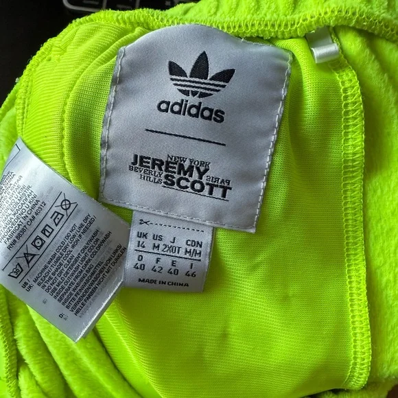 ADIDAS ORIGINALS x JEREMY SCOTT Neon Velour Track Skirt Sz MED - Picture 8 of 8